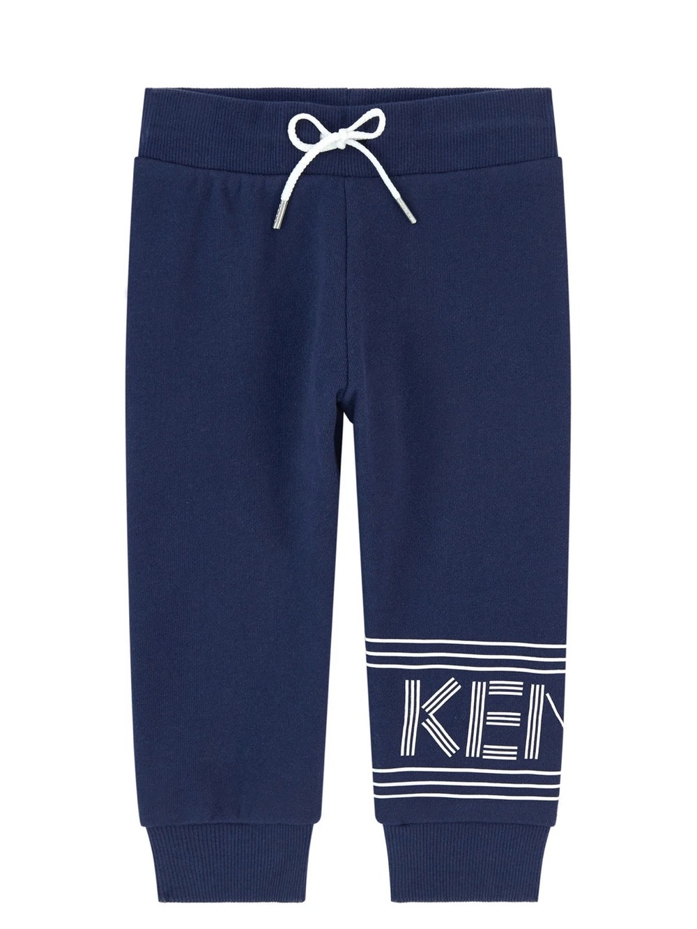 Kenzo Navy Kids Joggers with White Drawstring and Logo Stripe